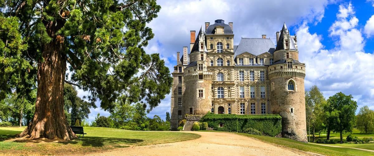Famous castles of Loire valley - beautiful romantic Chateau de Brissac, Landmarks of France