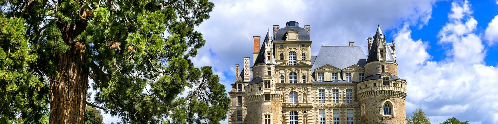 Famous castles of Loire valley - beautiful romantic Chateau de Brissac, Landmarks of France