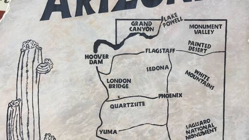 An Arizona map on a piece of granite in Quartzsite, AZ. #arizona #quartzsite #arizonatravels #travelarizona #map