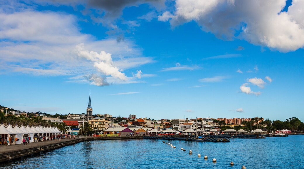 Martinique, Fort de France – 2019. Large panoramic view of the waterfront along the city of Fort de France, Martinique Island.