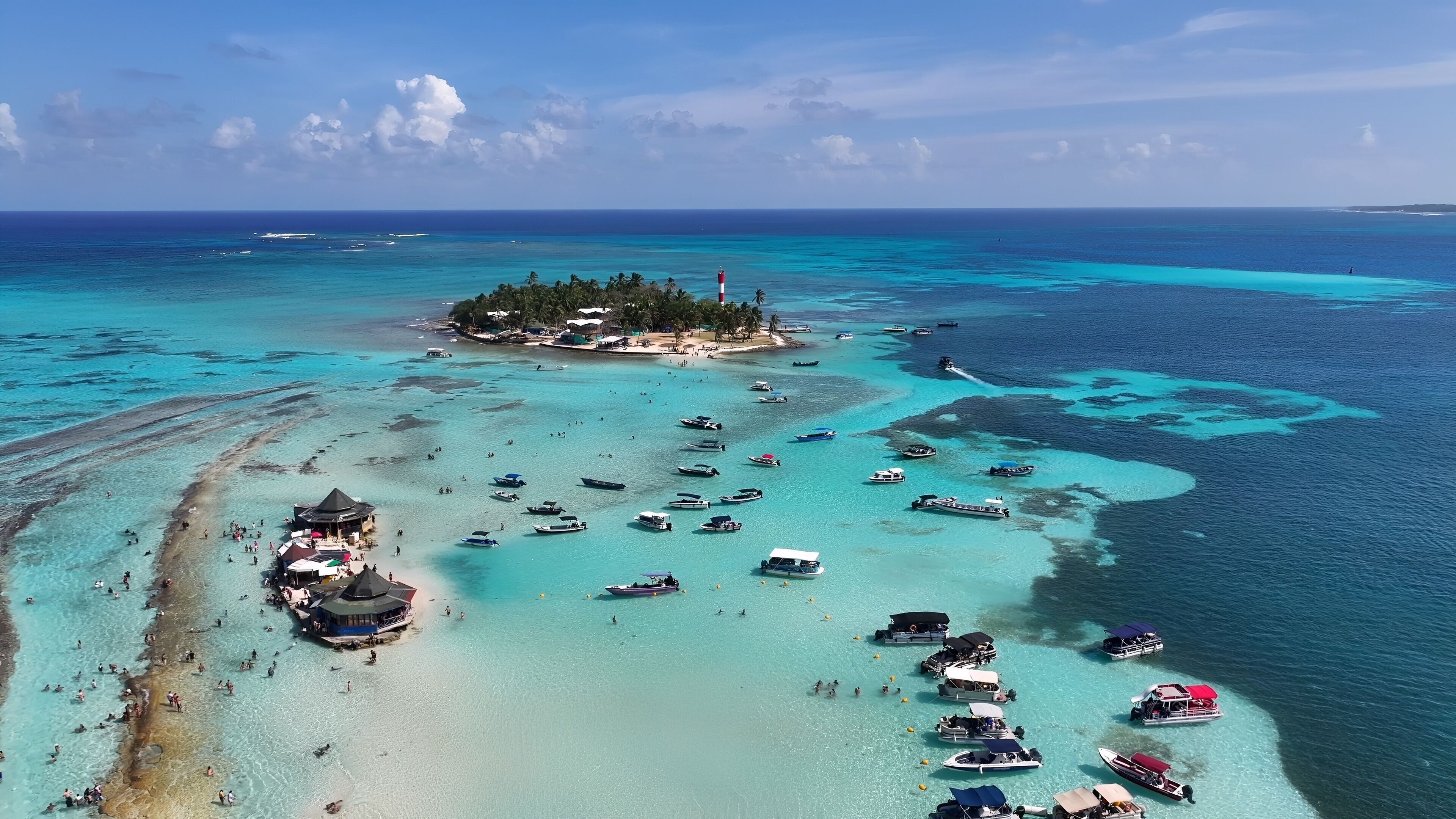 San Andres Skyline In San Andres Caribbean Island Colombia. Aerial View Of Stunning Beach With Crystal Clear Waters. Deserted Skyline Heaven Amazing. Heaven Waterfront Shore.