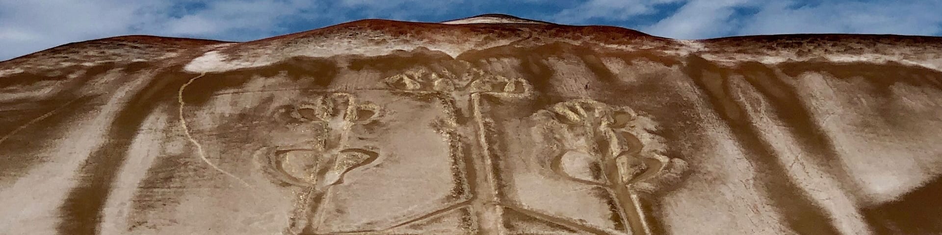 The Candelabra lines outside of Pisco, Peru. These lines are a bit different from the Nazca Lines, but still Inka in nature. You can only see these as you travel along the shore of the Pacific Ocean.