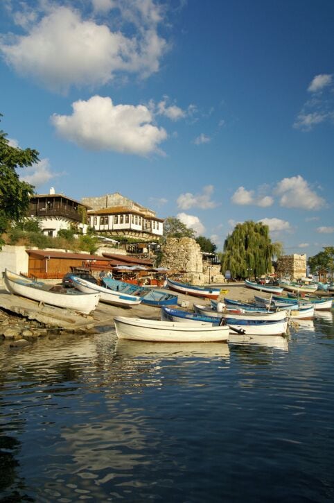Bulgaria, Black Sea Coast, Nessebar, fishing boats in harbour
