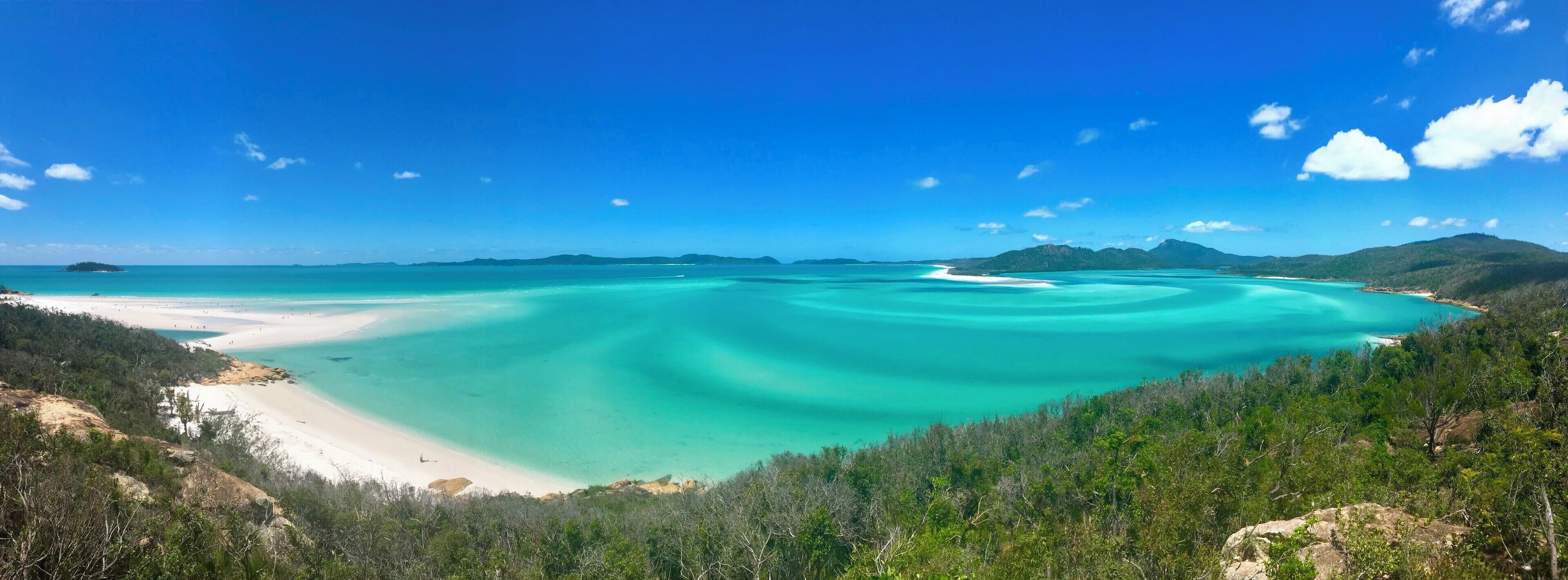 Sailed to the beautiful Whitsunday Island on a Yacht, and hiked to this summit for a spectacular view of Hill Inlet.
The colours and patterns in the water change with the movement of the tide before your eyes - best to go during low tide.