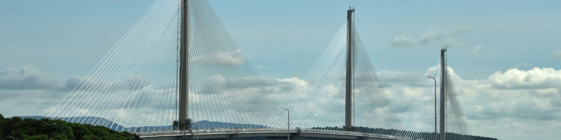 A new cable-stay bridge being constructed across the Firth of Forth to augment the existing Forth Road Bridge.