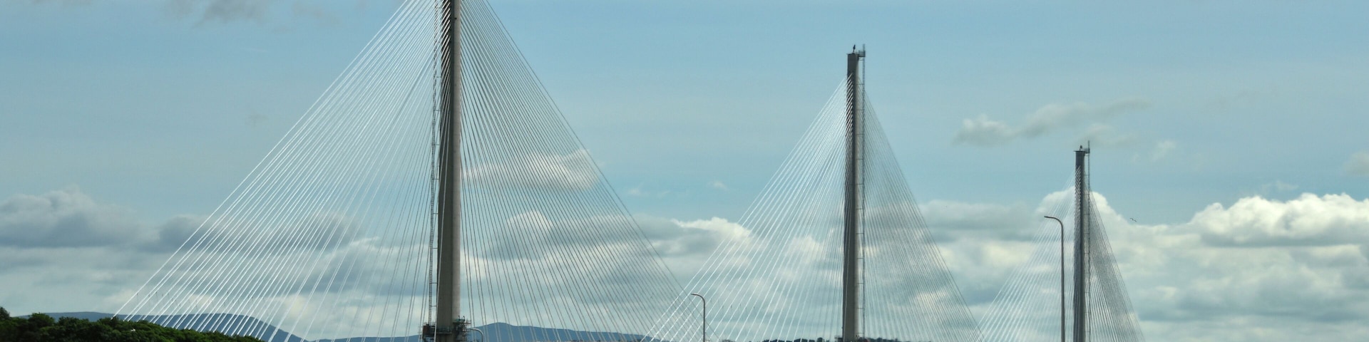 A new cable-stay bridge being constructed across the Firth of Forth to augment the existing Forth Road Bridge.