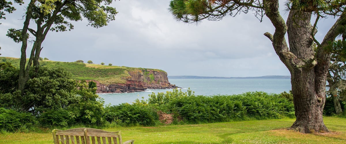 Dunmore East which includes general coastal views, rocky coastline and a garden