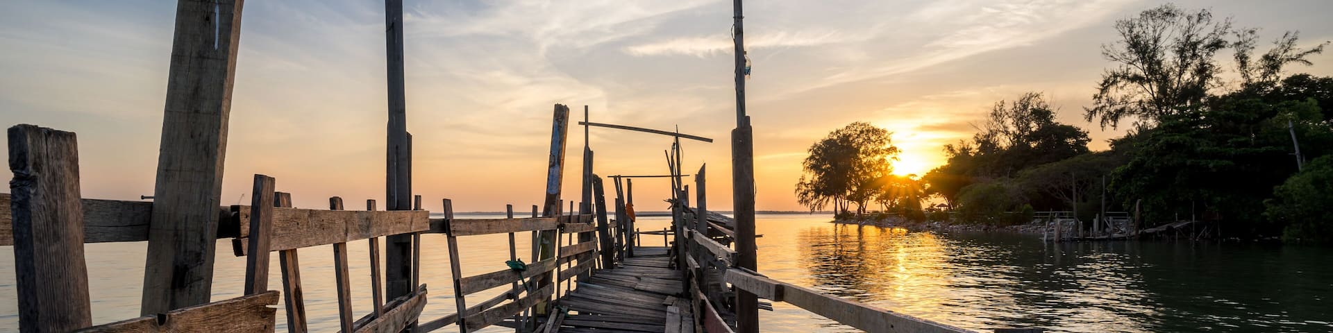 Sunset view of a popular fishing spot at Tanjung Harapan, Port Klang, Malaysia