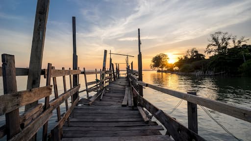 Sunset view of a popular fishing spot at Tanjung Harapan, Port Klang, Malaysia