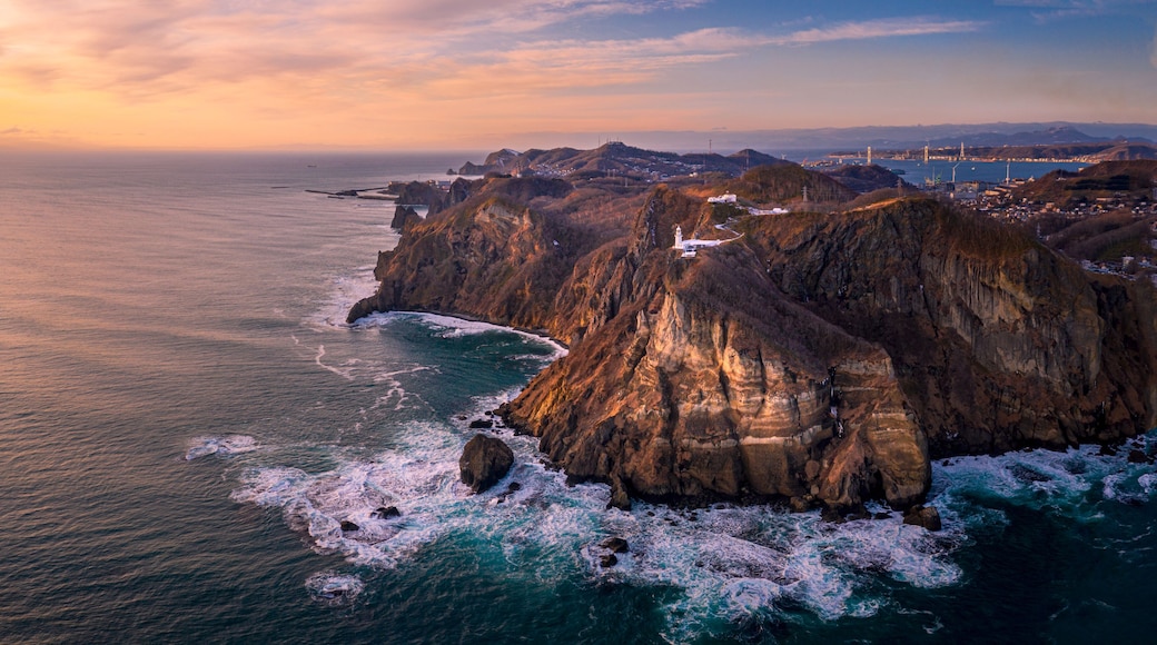Aerial view of earth cape in Muroran city, Hokkaido