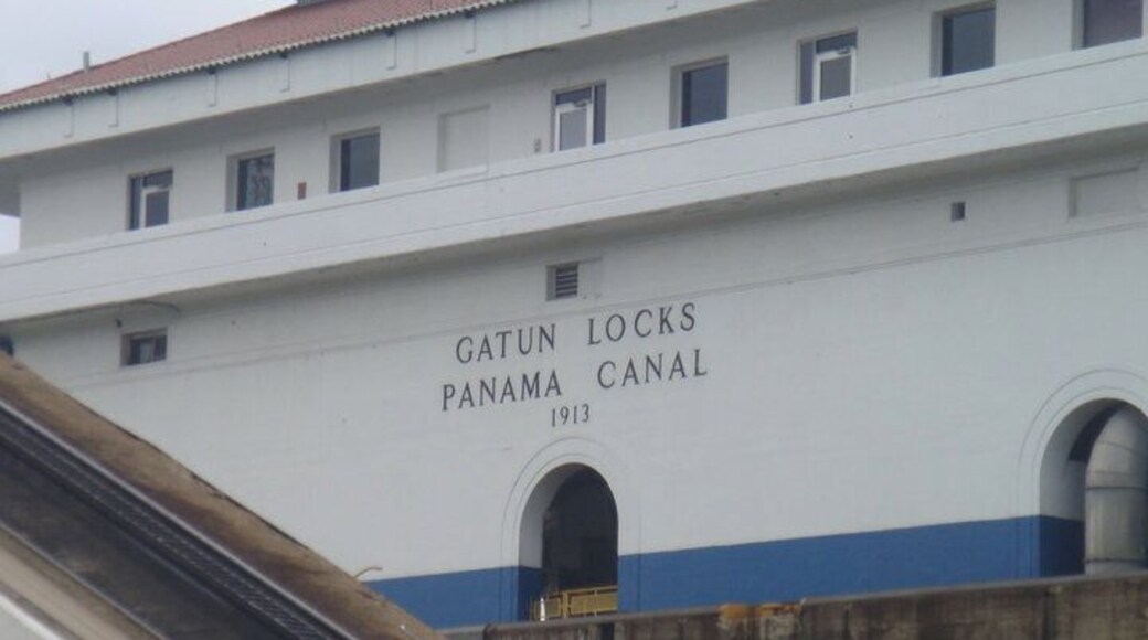 This is the Gatun Locks of the Panama Canal. This is one of the greatest man-made wonders in the world. It is very interesting to see the exhibit and watch how the locks work, and watch the ships pass through. There can be as many as 75 ships waiting to go through the Canal!