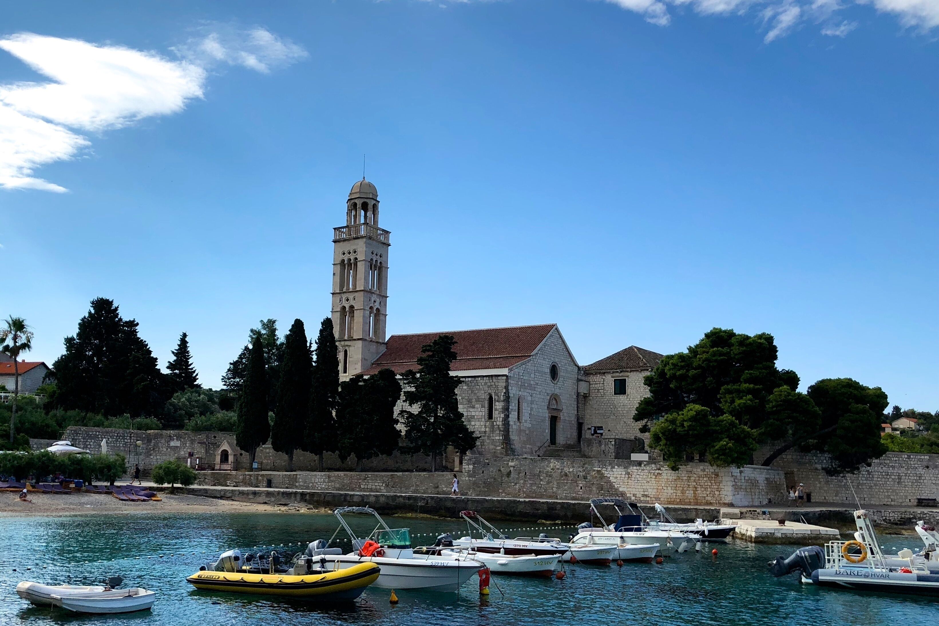 Hvar, a Croatian island in the Adriatic Sea, is best known as a summer resort. Highlights of the port town Hvar include its 13th-century walls, a hilltop fortress and a main square anchored by the Renaissance-era Hvar Cathedral. The island also features beaches such as Dubovica and inland lavender fields. Boat excursions serve the nearby Pakleni Islands, which have secluded beaches and coves.