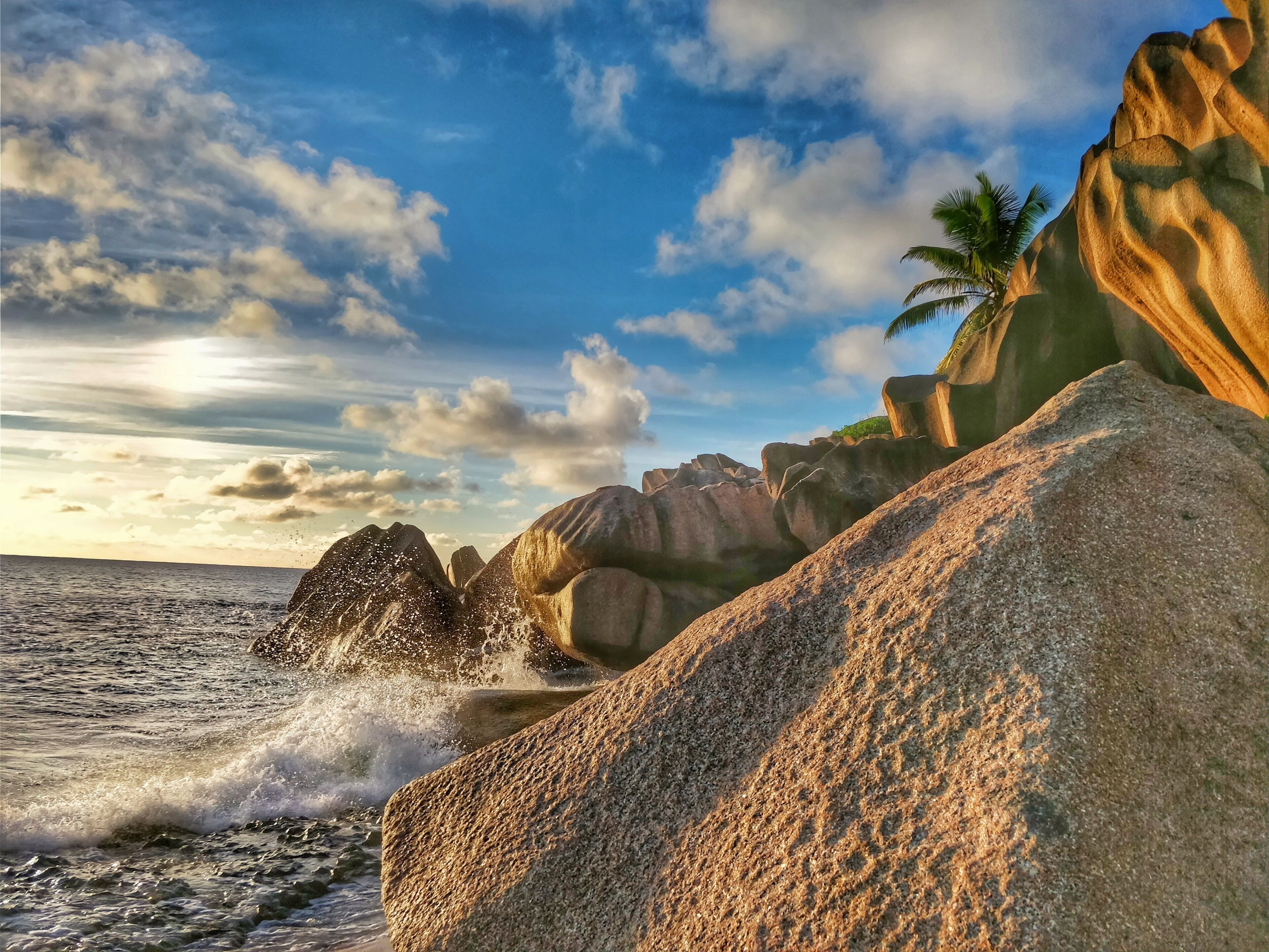 This is the morning view of the Grand Anse Beach, La Digue. We came here cycling and a little hike through forest. We made friends with a dog who saved us from a crab. And there was no one on the beach, we had this beach for ourselves till we returned.

#GrandAnseLaDigue
#LifeAtExpedia
#LaDigue
#Beaches
