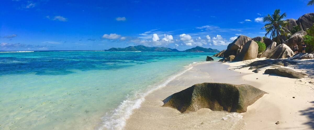 Beautiful Source D'Argent on La Digue island Seychelles