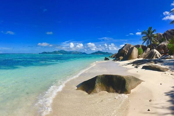 Beautiful Source D'Argent on La Digue island Seychelles