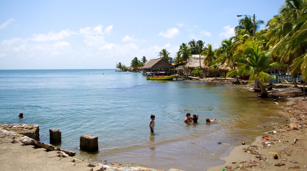 Omoa showing general coastal views and swimming as well as children
