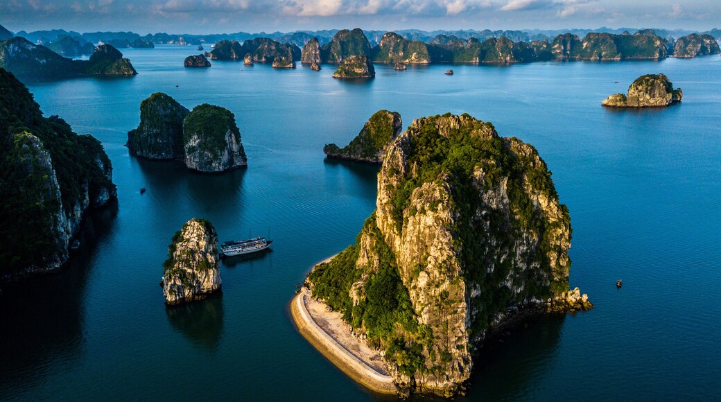 Ha Long Bay at the start of new day with the sun rising