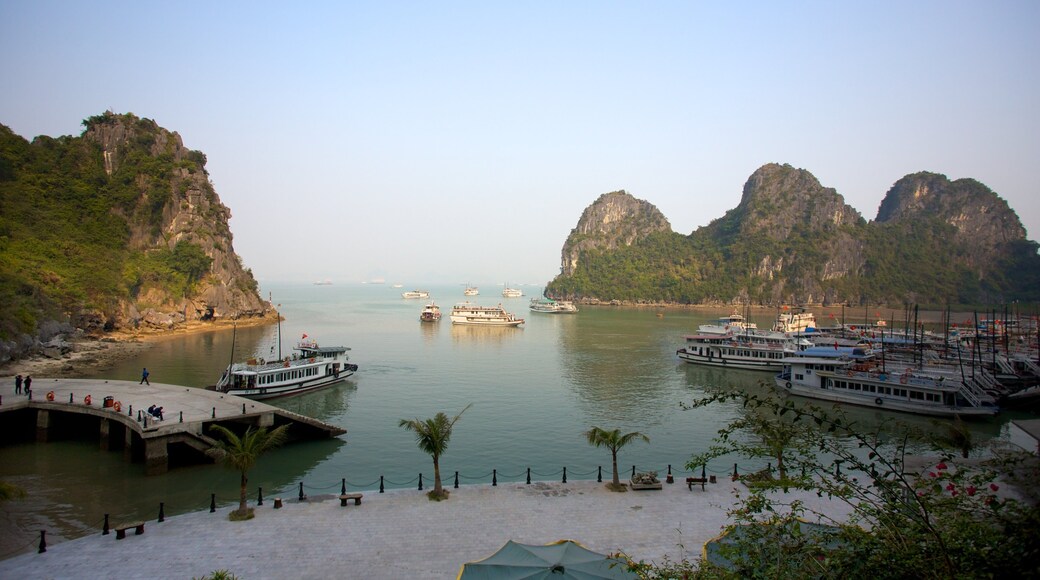 Halong Bay featuring landscape views, a bay or harbour and a gorge or canyon