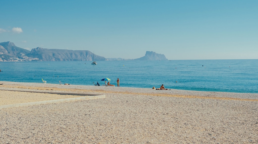 Albir seaside beach, Mediterranean sea and moutain view. Albir is small resort between Altea and Benidorm, L'Alfas del Pi municipality, Alicante province, Spain