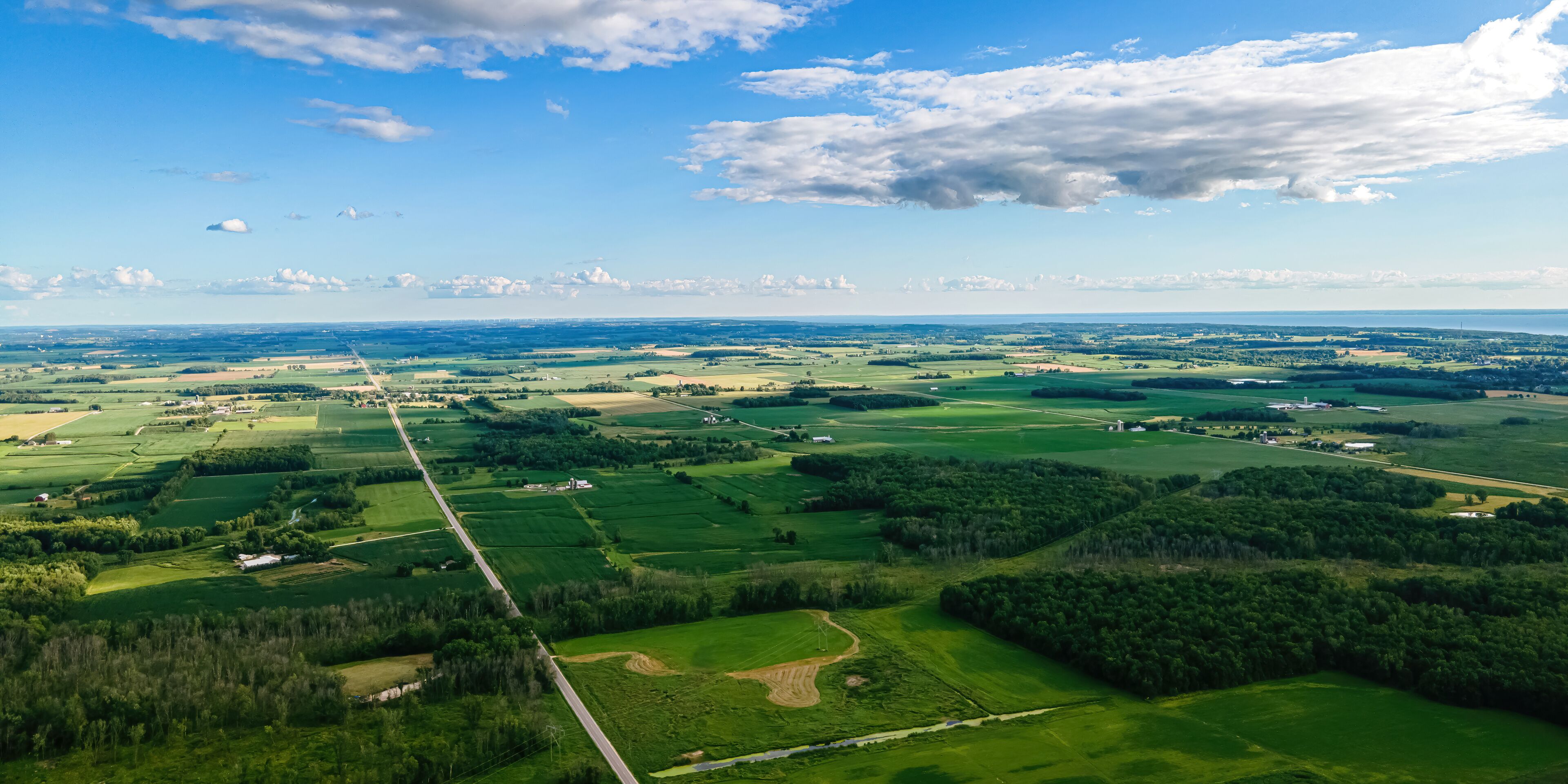 Rural Wisconsin with Lake Winnebago Far in the Distance