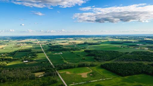 Rural Wisconsin with Lake Winnebago Far in the Distance