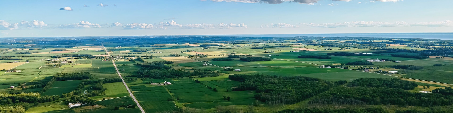 Rural Wisconsin with Lake Winnebago Far in the Distance