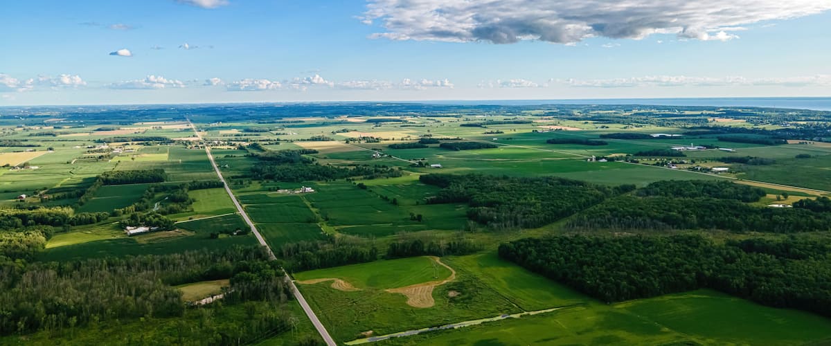 Rural Wisconsin with Lake Winnebago Far in the Distance