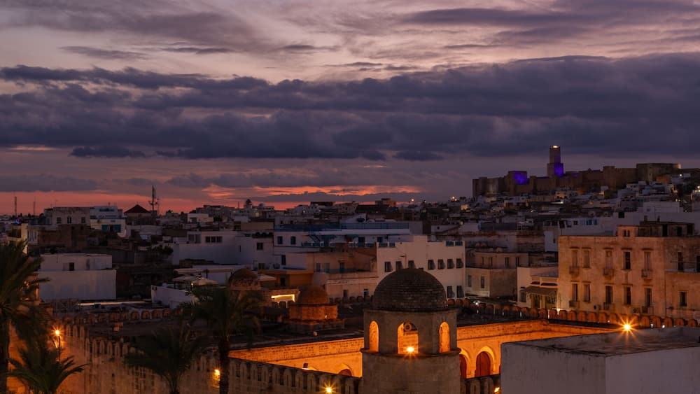 Sousse Archaeological Museum and Great Mosque of Sousse at Sunset