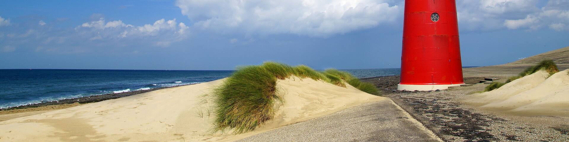 Lighthouse on the blue sky background. Westkapelle