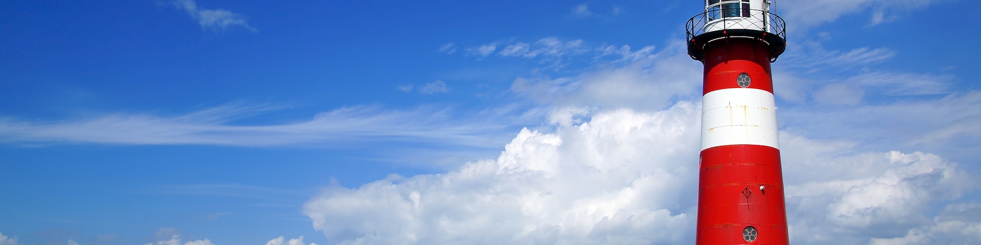 Lighthouse on the blue sky background. Westkapelle