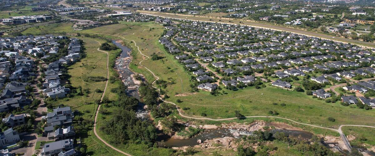 Aerial view of Johannesburg, taken from Midrand and facing South towards Sandton.