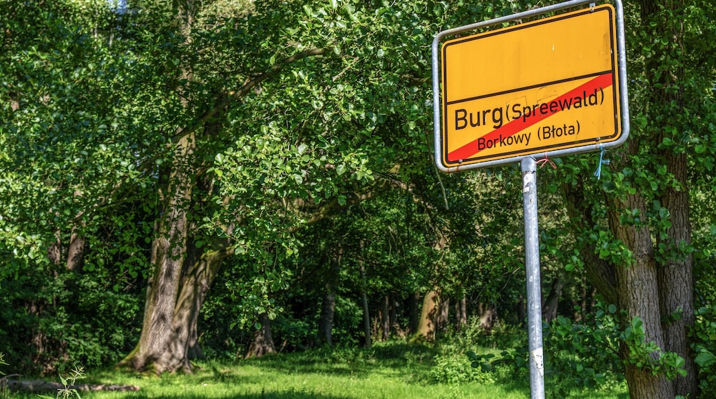 burg spreewald, deutschland - zweisprachiges ortsschild