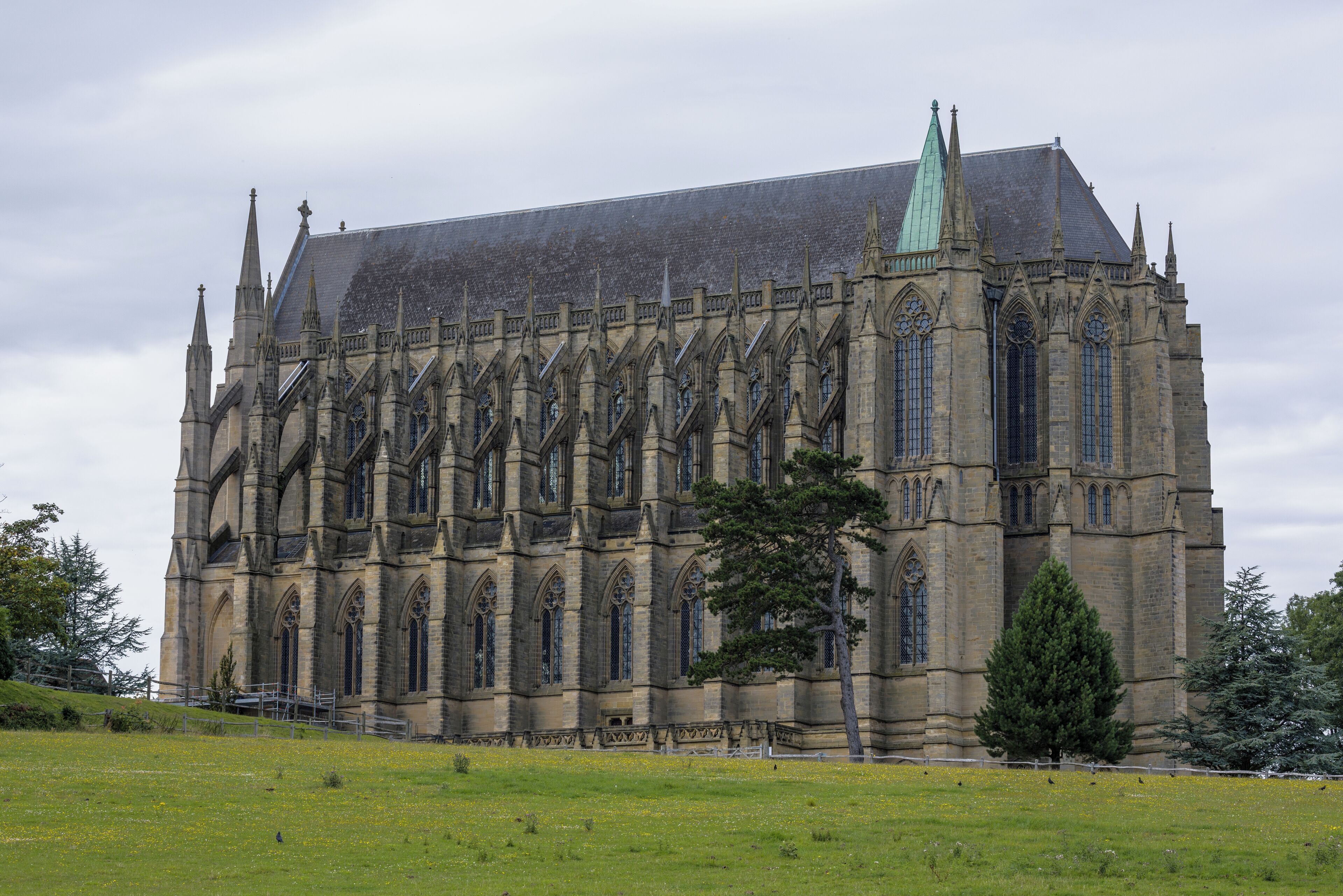 The exterior of Lancing College Chapel in West Sussex, England.