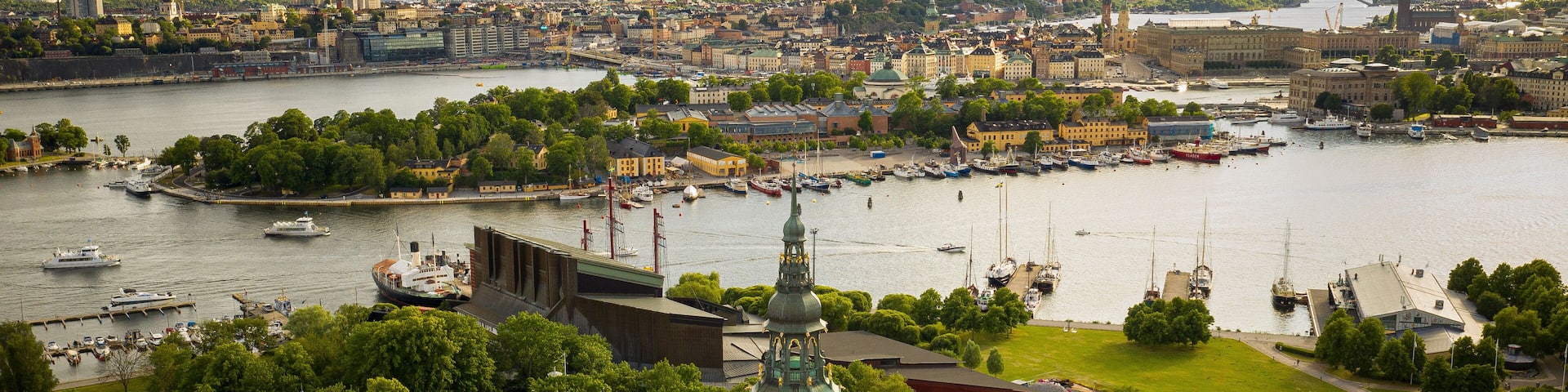 Famous park in the island Djurgarden a sunny spring morning in Stockholm. 2020-05-26