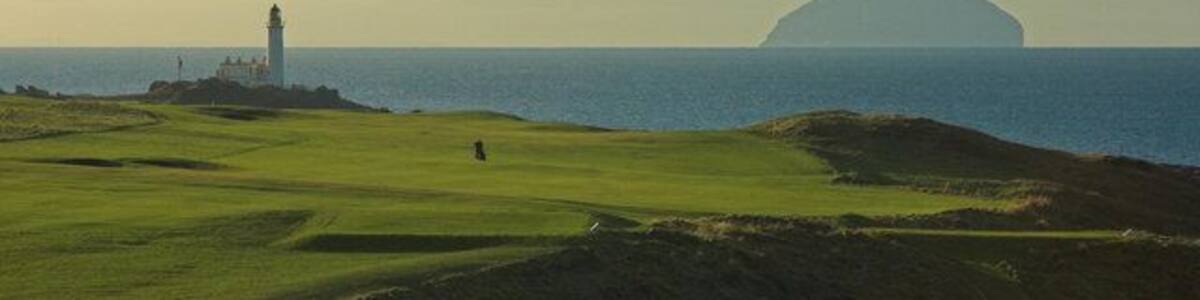 Turnberry Golf Course, Lighthouse and Ailsa Craig. Facing South West
