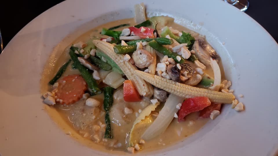 We look for great Thai restaurants everywhere we go. Basil Asian Bistro is great if you are near Canton, Ohio. This is the Avocado Curry. They also have great brown rice.