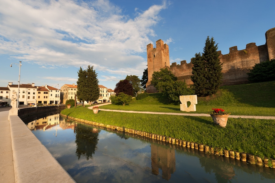 Castelfranco Veneto - Treviso Italy / Ancient walls of Castelfranco Veneto, north side (XII-XIII century) in the province of Treviso, north Italy