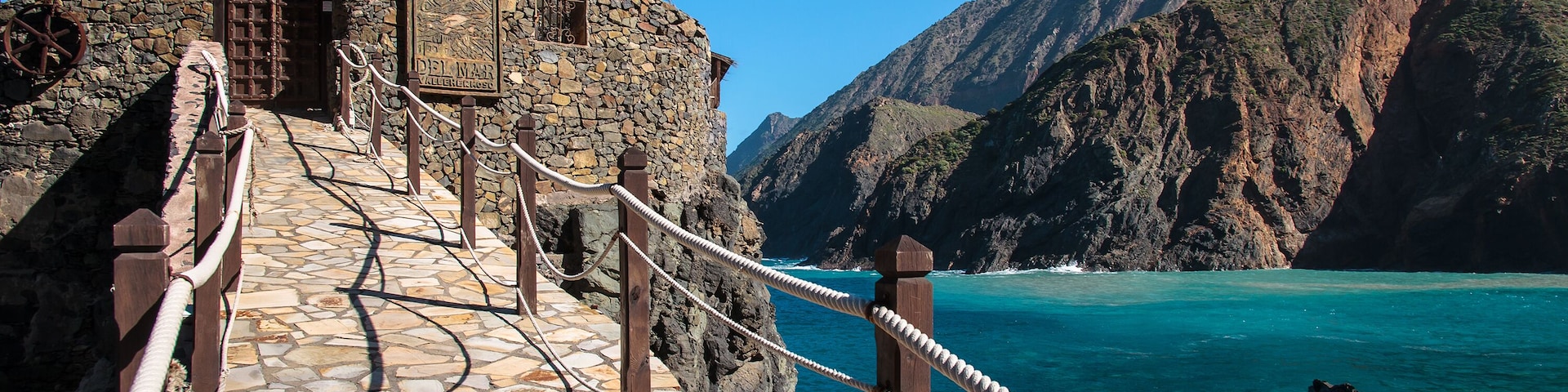 Entrance to Castillo del Mar Vallehermoso on northern coast of La Gomera island,  Canary Islands, Spain