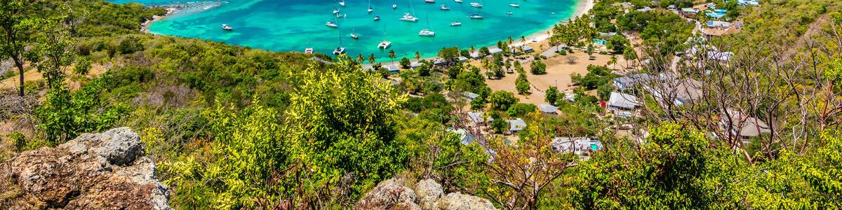 Antigua and Barbuda, Falmouth harbour bay landscape, Caribbean.