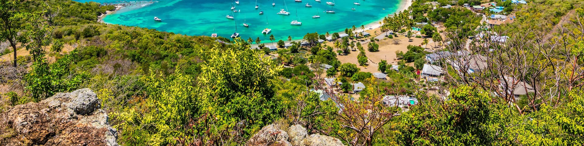 Antigua and Barbuda, Falmouth harbour bay landscape, Caribbean.