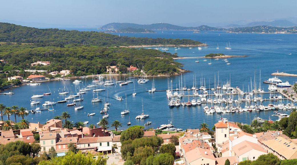 Panoramic view of Porquerolles island from " Fort Sainte Agathe " in France