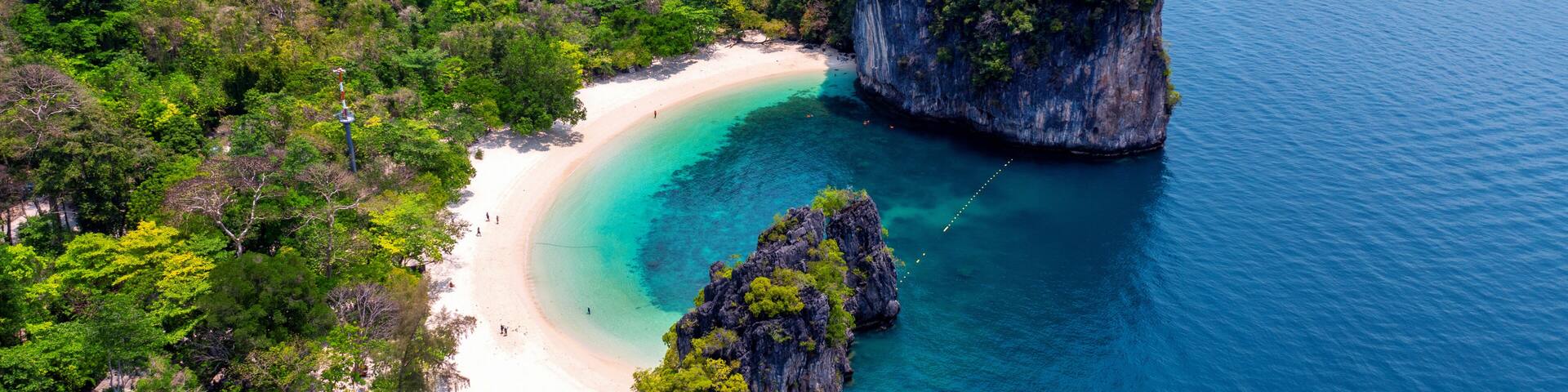 Aerial view of Koh Hong island in Krabi, Thailand.