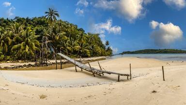 Wooden bridge at Bang Bao beach in Koh Kood island, Trat, Thailand
