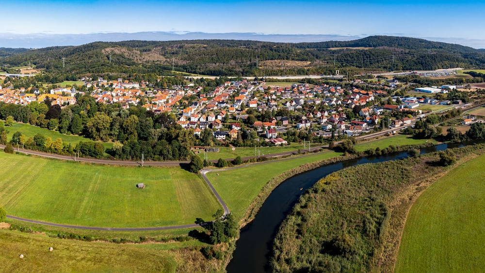 The village of Herleshausen in the Werra Valley in Hesse in Germany