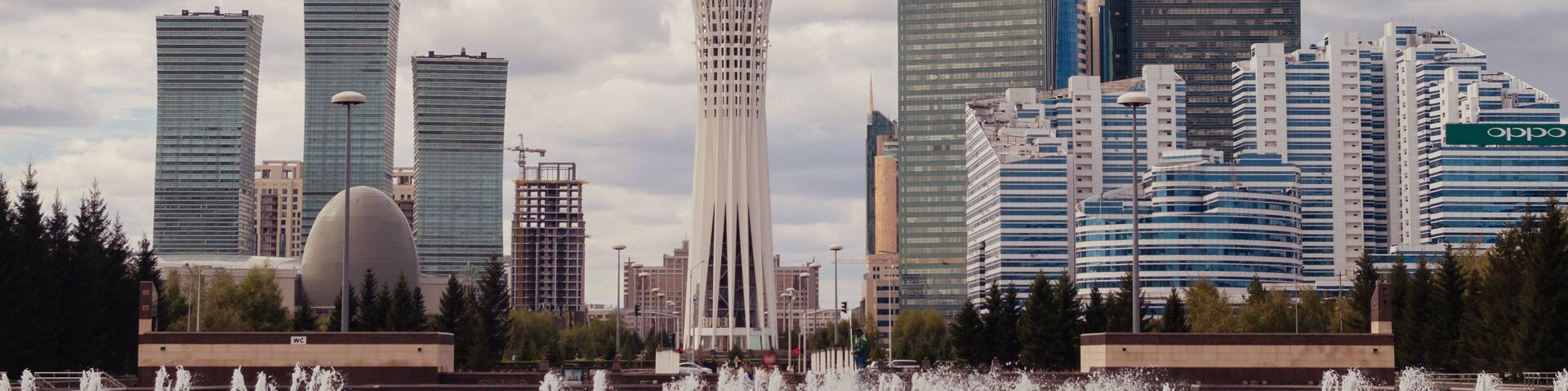 Nursultan on a gloomy day. Explore Kazakhstan architecture.