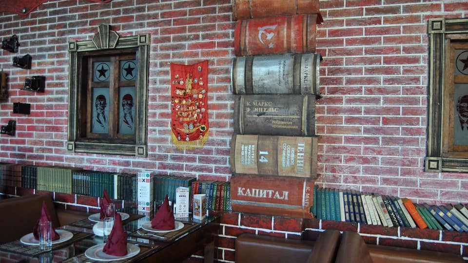 Epocha in Astana is a Soviet themed restaurant located at #9 Shokan Valikhanov Street on the right bank. It offers Russian and Central Asian food as well as a lot of Soviet era souvenirs to gawk at.