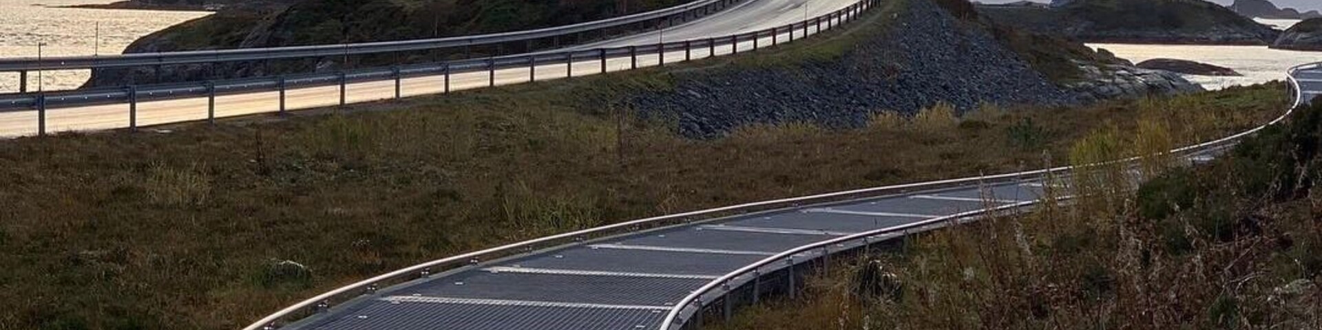 After an early start from Trondheim we eventually reach the Atlantic Road. A storm receding in the later afternoon reflected the light from the road surface of this amazing bridge
#ontheroad