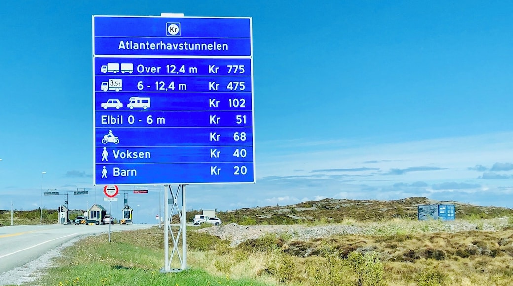 Atlantic Ocean Tunnel toll fees as of May 2019. The Atlantic Ocean Road is free but the nearby tunnel to Kristiansund costs money. #norway #roadtrip
