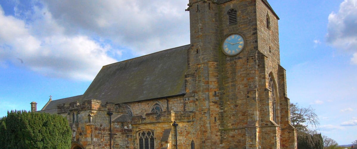 Grade II* listed. Mostly 14th Century, possibly by Etchingham family. Rebuilt in 1856 by Rev. Arthur Eden. The great storm of 1987 resulted in much roof damage, and further work done in 1990 and 2001. The tower is the oldest and least altered.