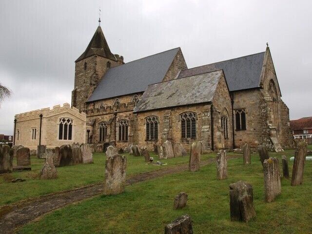 Ticehurst Church with its brand-new School-Room from the South-East The window of the new schoolroom has been taken out of the church where the buildings are joined and re-built perfectly. A most sensitive piece of architectural design, the stone will darken and blend in time
